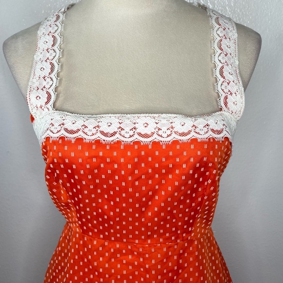 VINTAGE 1970s Lorrie Deb Maxi Dress Orange Prairie Full Gown 70s Calico Hippie - Picture 3 of 12